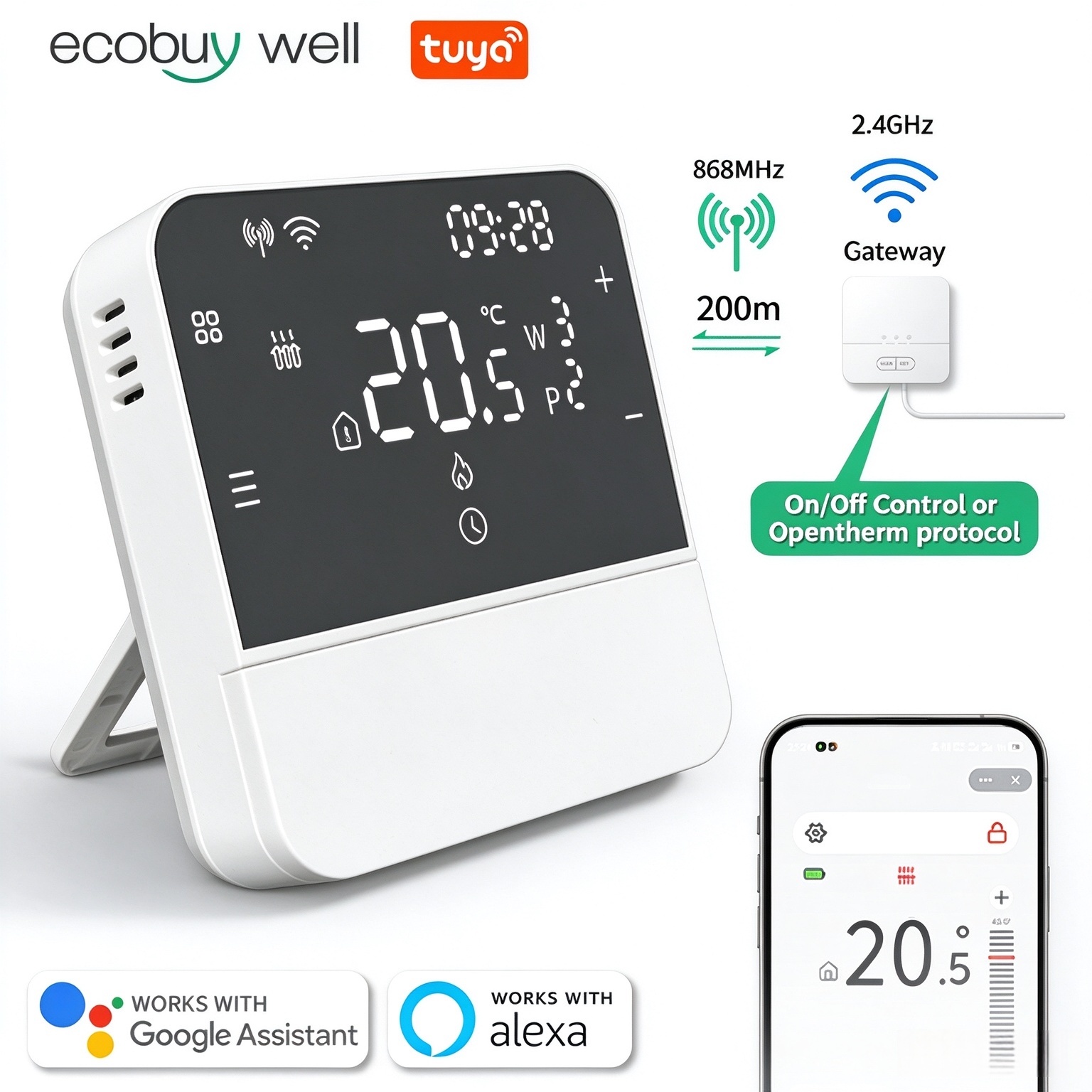Smart Thermostat Boiler Opentherm - Tuya Smart Opentherm WiFi Thermostat Wireless