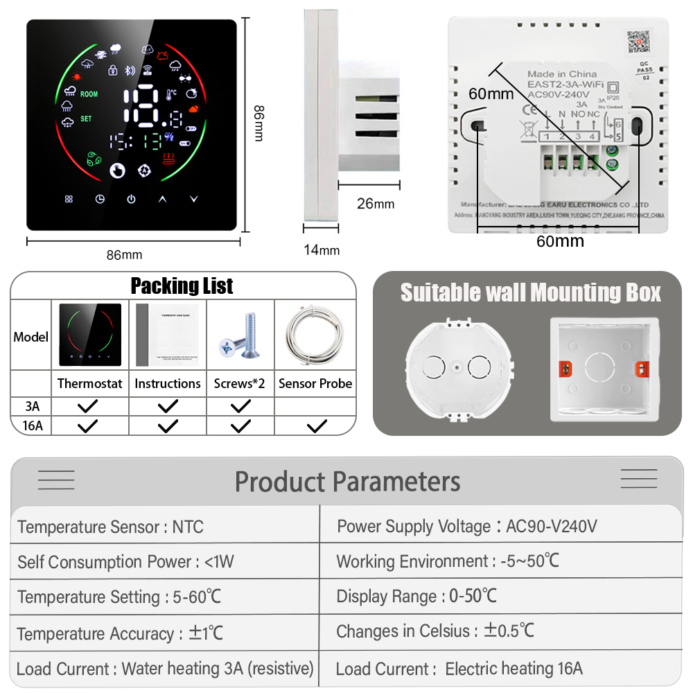 EARU Tuya WiFi Smart Thermosta - Smart Thermostat Heating Floor review and price