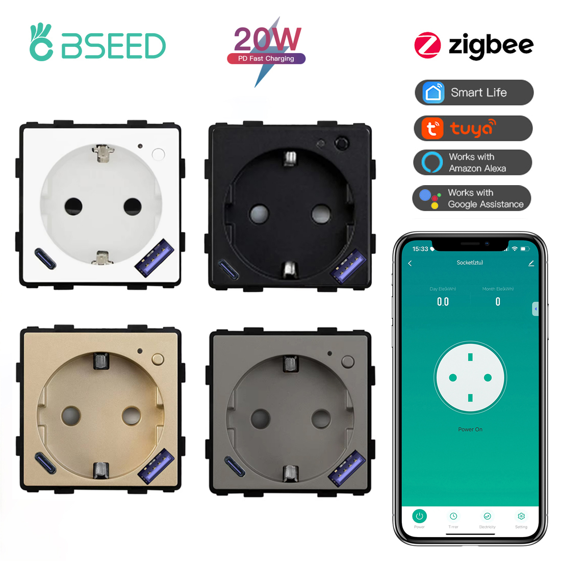 BSEED Zigbee Smart Socket Part - Zigbee Smart Plug Energy Monitor review and price