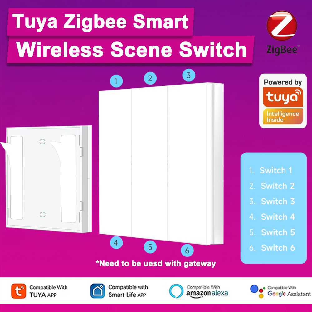 Tuya Zigbee 6 Gang Wireless Sc - Zigbee Smart Button Scene Switch review and price
